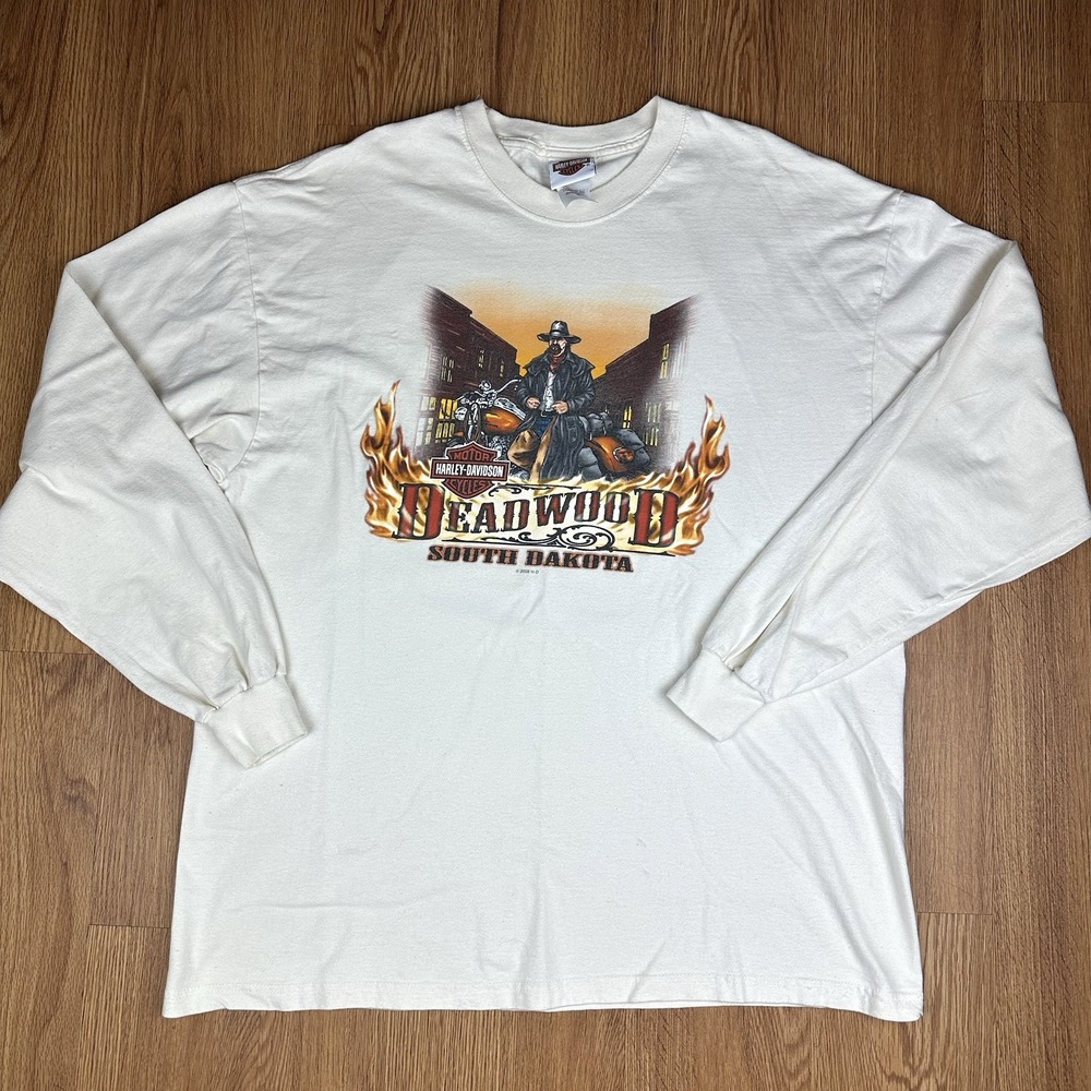 Vintage Y2K Harley Davidson Motorcycles Deadwood South Dakota T Shirt Size XL
